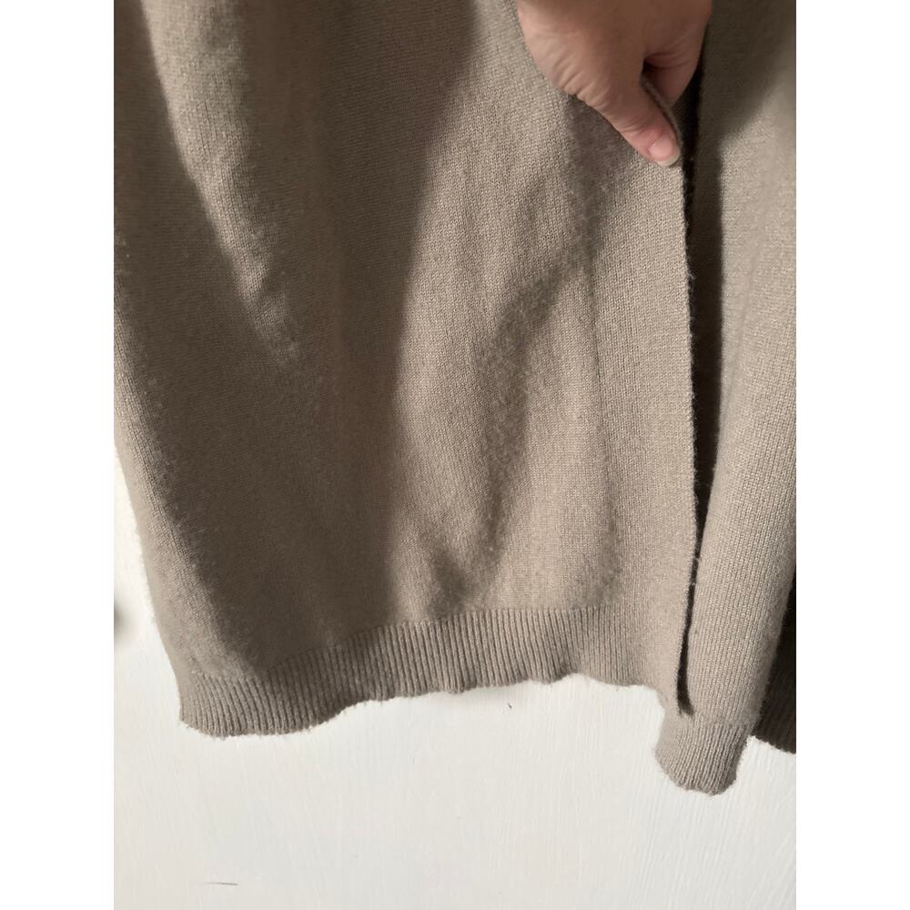 Vince 100% Cashmere Open Front Long Sleeve Cardigan Medium Taupe Sweater - Picture 4 of 7